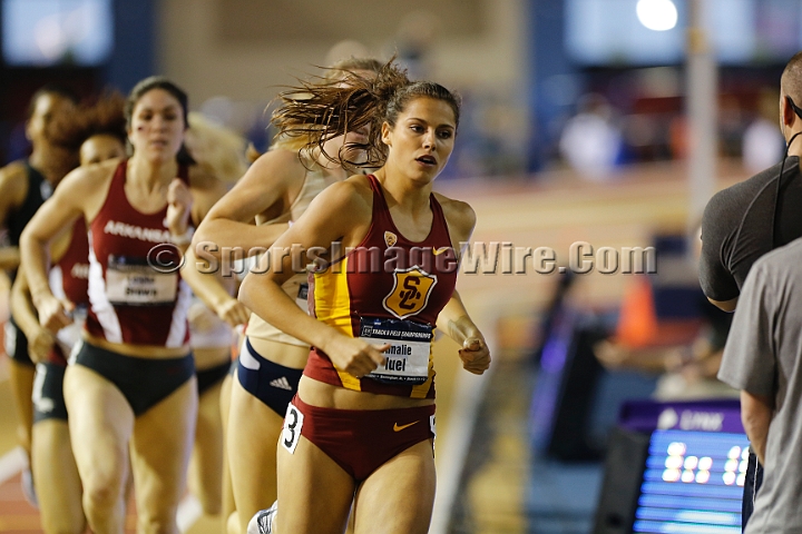 2016NCAAIndoorsFri-0078.JPG - Amalie Luel of USC (hip 3) leads the 800m on the way to placing third in the women's pentathlon with 4425 points during the NCAA Indoor Track & Field Championships Friday, March 11, 2016, in Birmingham, Ala. (Spencer Allen/IOS via AP Images)